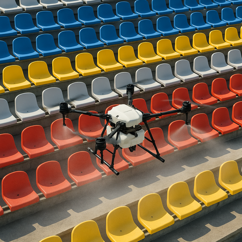 Απολύμανση Καθισμάτων Γηπέδων & Εξέδρων με Drone
